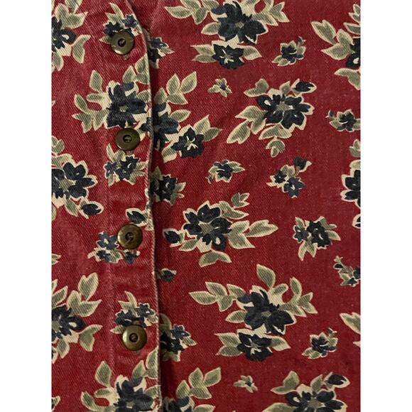 Vintage Cherokee denim floral print button up V-neck vest tank top - Picture 4 of 6